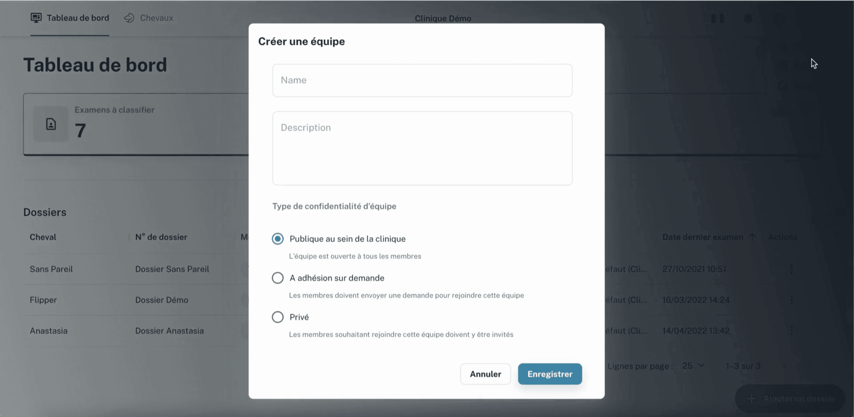 plateforme d'analyse de données vétérinaires DASHBOARD EQUIPE